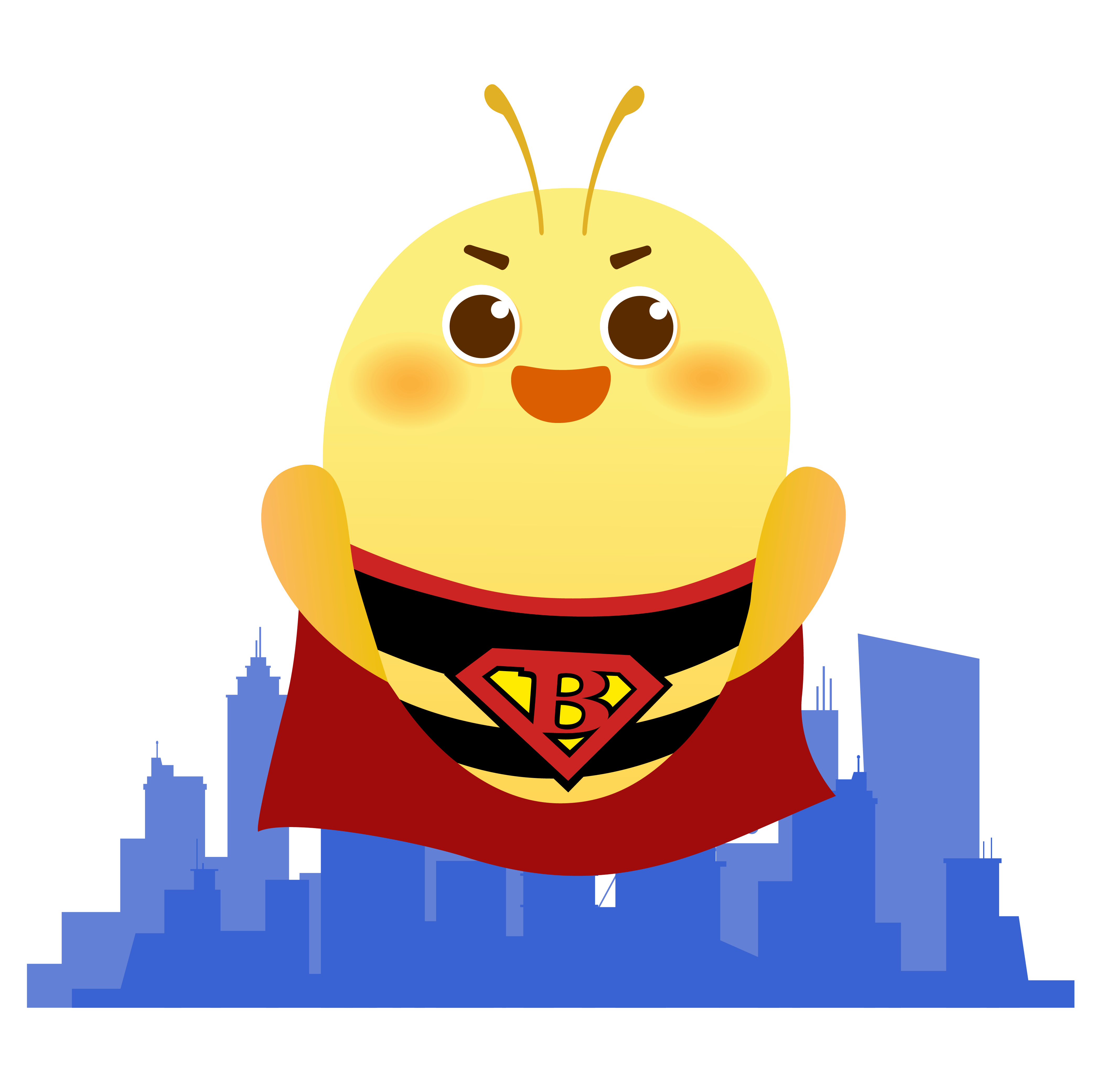 bee mascot holding phone